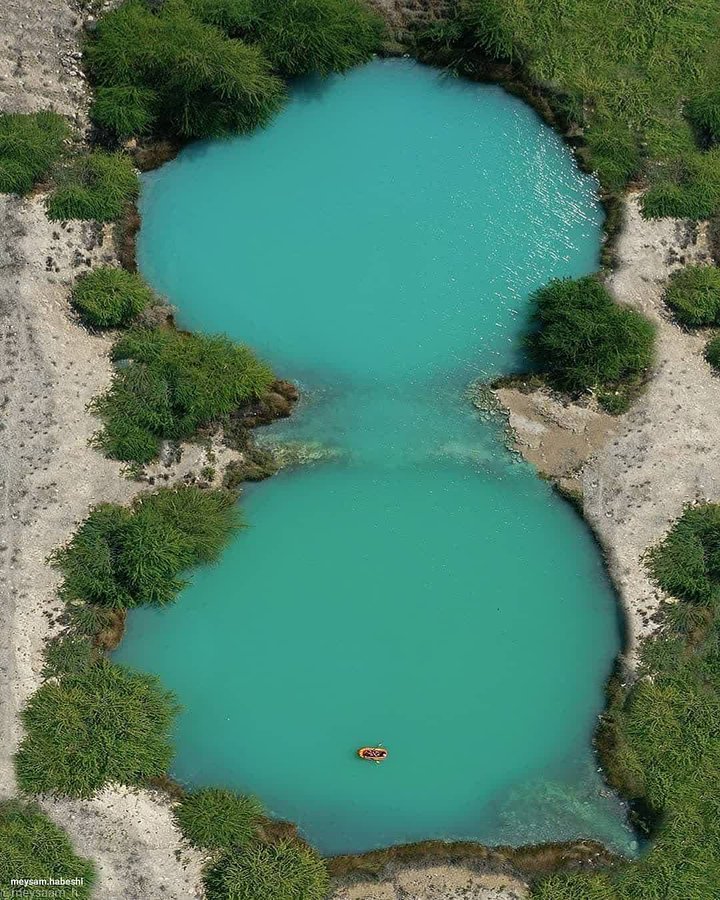 تصویر هوایی زیبا از چشمه آبگرم میراحمد+عکس