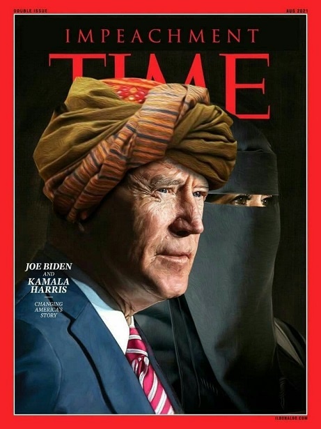 تصویر تکان دهنده از رئیس جمهور آمریکا با لباس طالبان+عکس