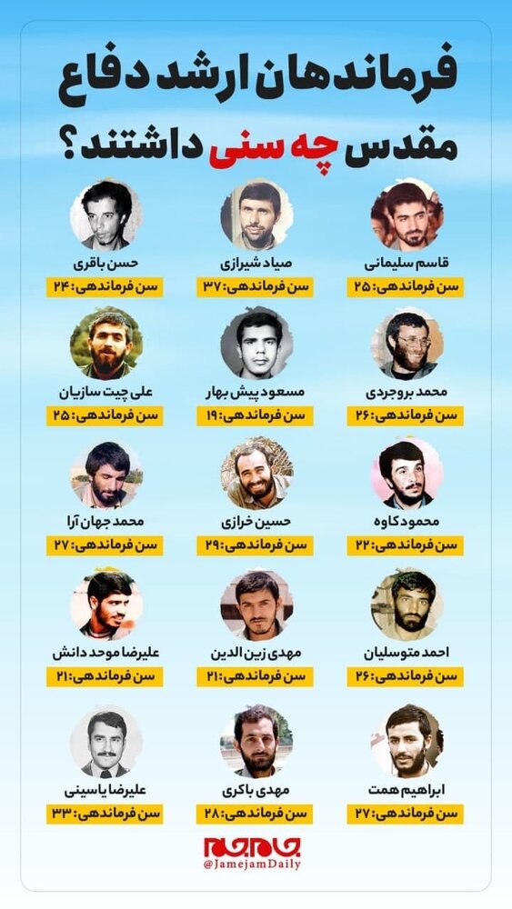 سن و سال فرماندهان ارشد دفاع مقدس+عکس