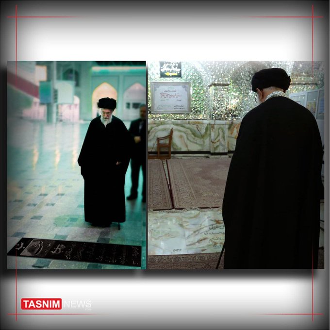حضور رهبر انقلاب بر مزار شهیدان حاج‌رضایی و اسماعیل رضایی+عکس