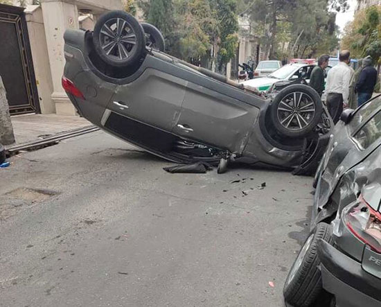 وضعیت عجیب خودروی اسپورتیج پس از تصادف در تهران+عکس
