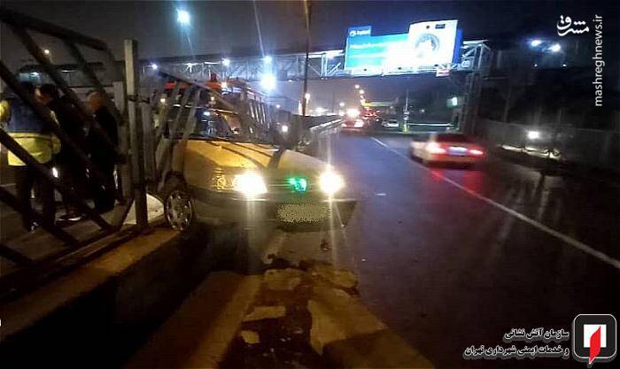 حادثه دردناک برای پژو در بزرگراه بعثت+عکس