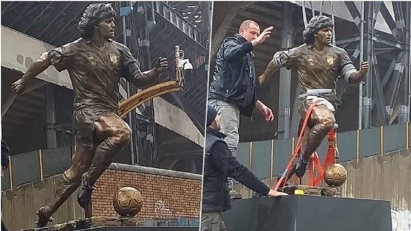 رونمایی از مجسمه مارادونا در ورزشگاه ناپولی+عکس