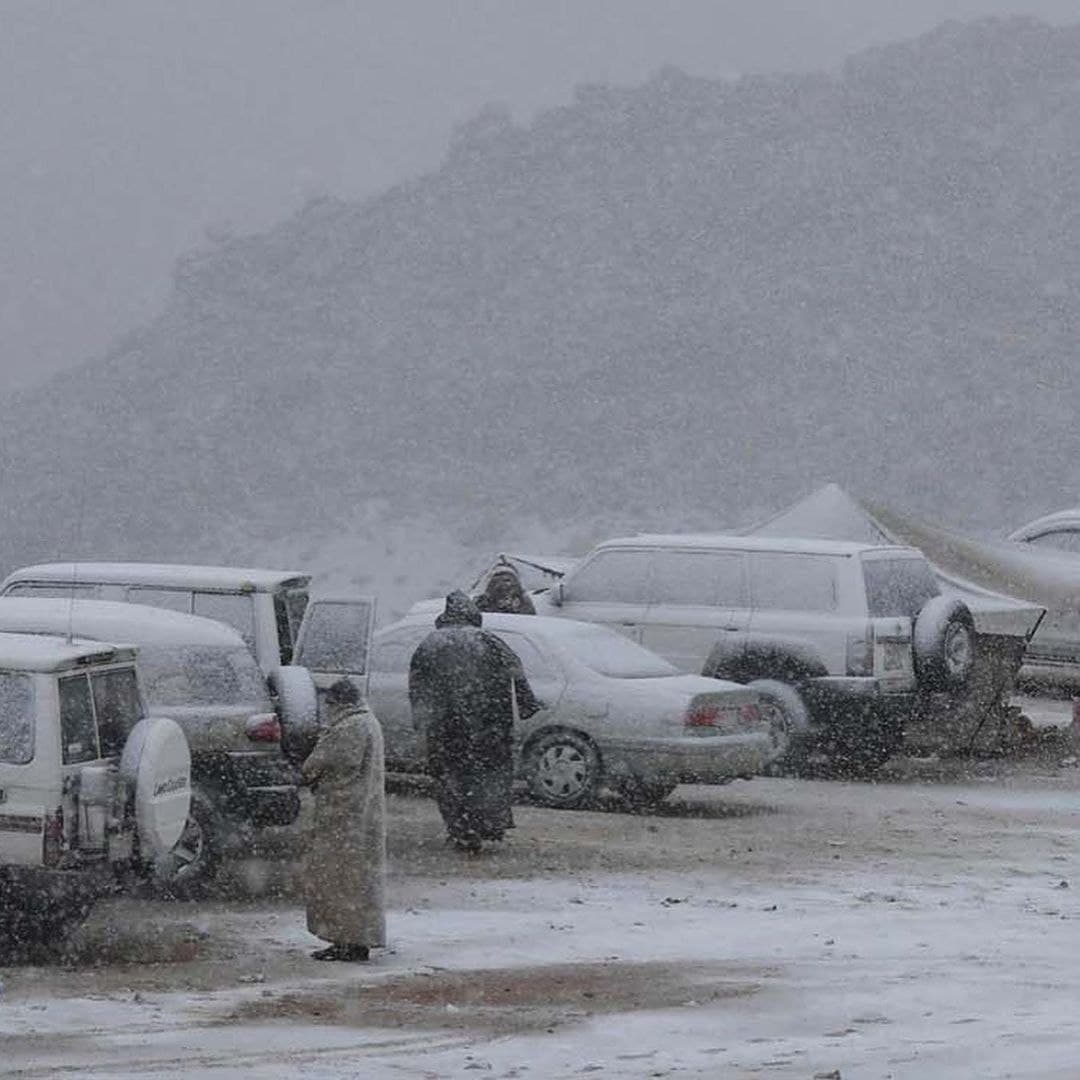 تصویر عجیب از بارش شدید برف در عربستان+عکس
