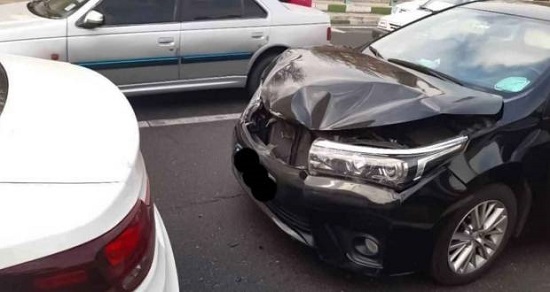 خسارت شدید تویوتا کرولا در تصادف با خودروی ایرانی+عکس