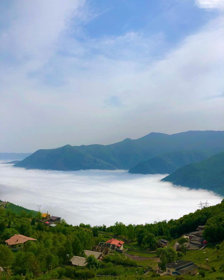 روستای مرس مازندران در آغوش ابرها+عکس