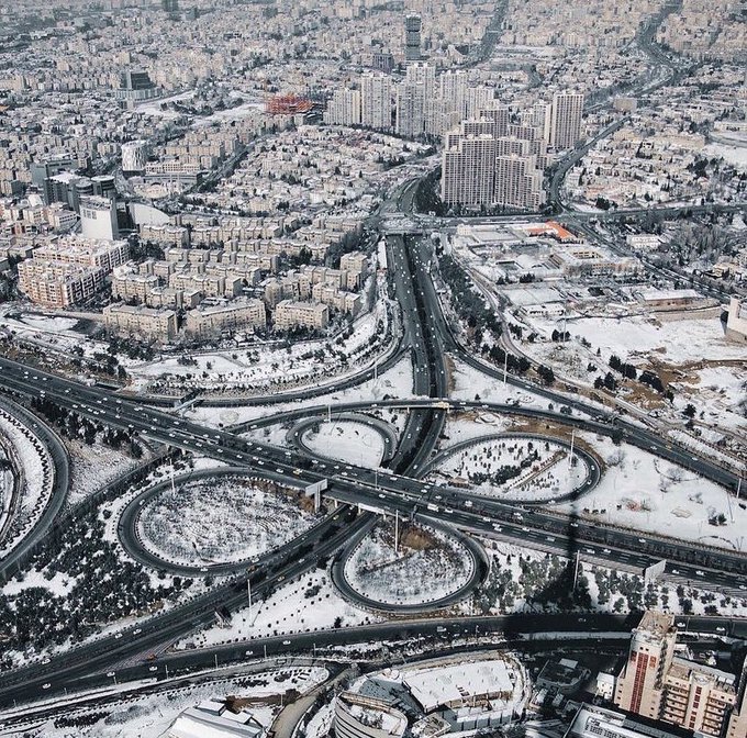 نمای هوایی از تهران برفی+عکس