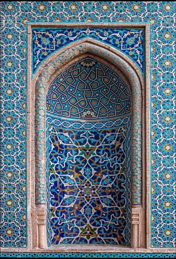 کاشی‌کاری زیبای مسجد جامع مظفری کرمان+عکس