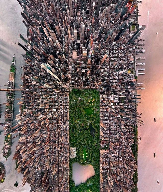 نمای هوایی بی‌ظیر از پرجمعیت‌ترین شهر آمریکا+عکس