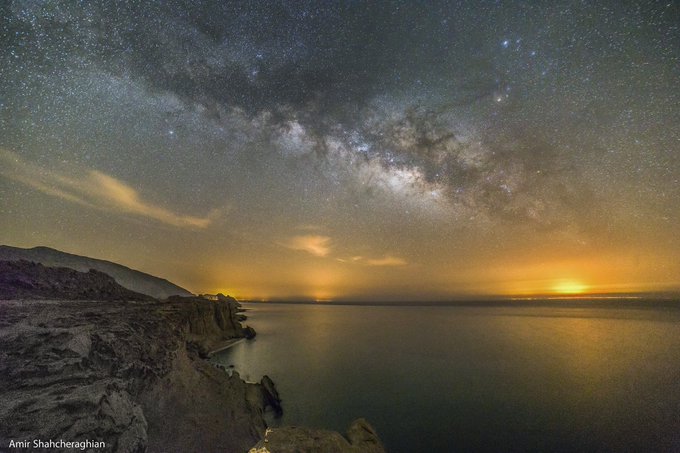 طلوع کهکشان راه شیری در ساحل خلیج فارس+عکس