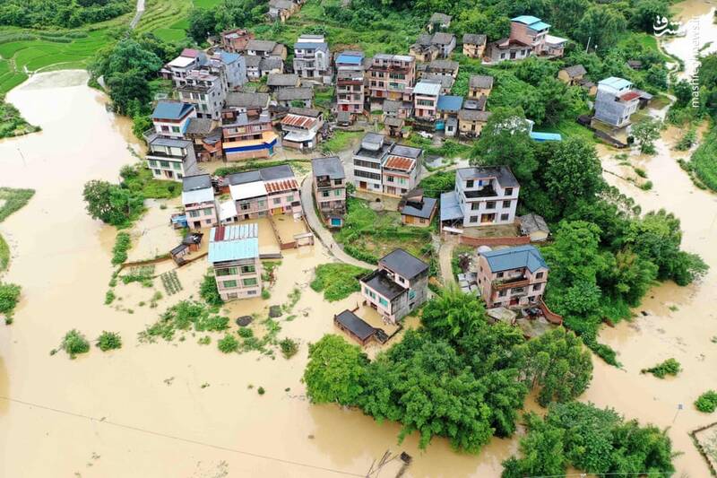 تصویر هوایی از خسارت سیلاب در چین+عکس