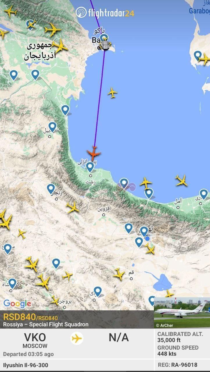 هواپیمای پوتین در مسیر تهران+عکس