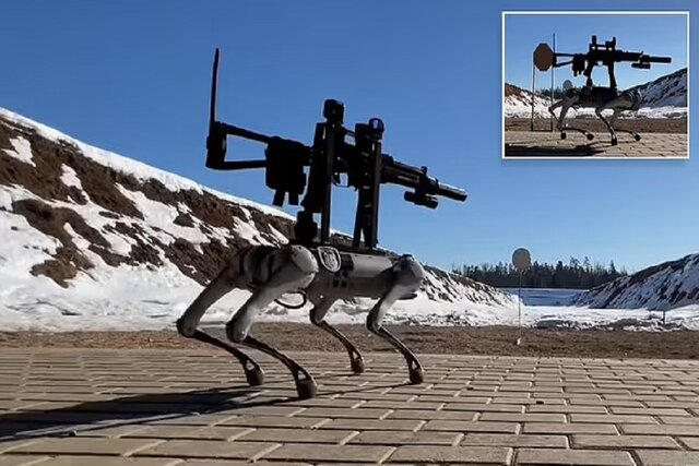 تصویر ترسناک از سگ رباتیک مسلسل به دوش روسی+عکس