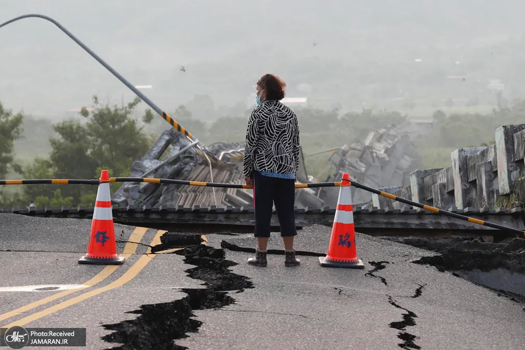 پل فرو ریخته پس از زلزله مهیب تایوان+عکس