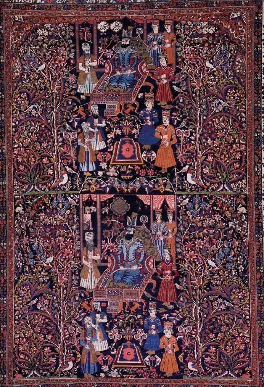 فرش ایرانی با تصویری از نادرشاه و ملازمانش+عکس