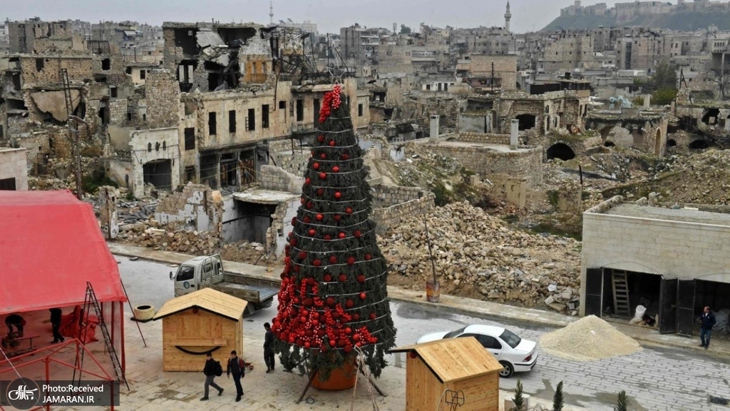 درخت کریسمس در میدان الحطب سوریه
