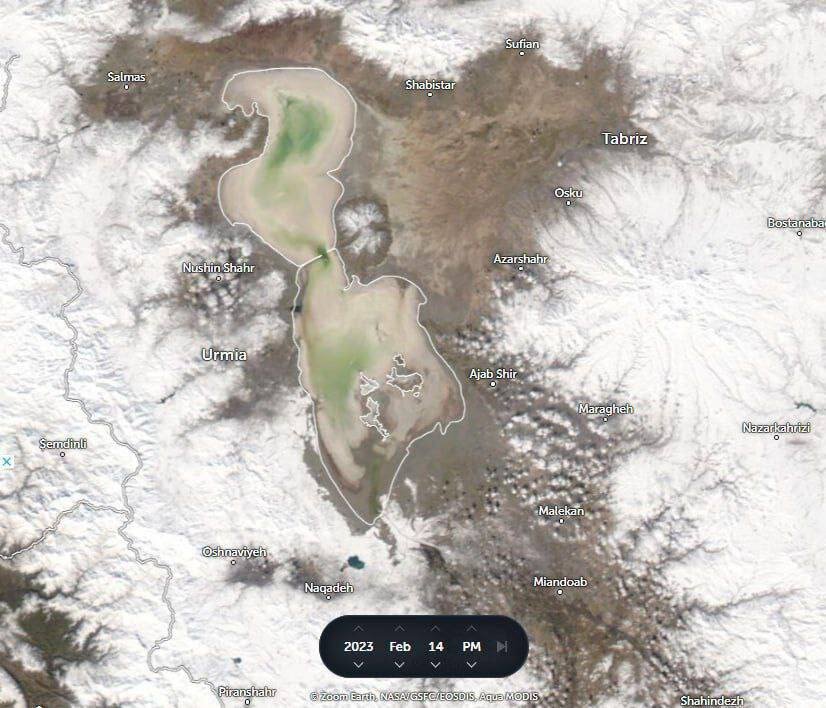 تصویر ماهواره‌ای دردناک از دریاچه ارومیه+عکس