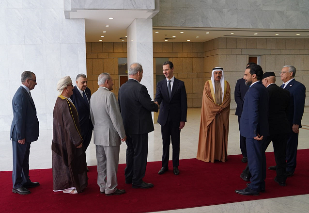 دیدار روسای پارلمان‌های عربی با بشار اسد+عکس
