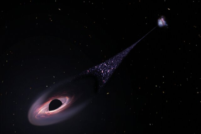 تصویر عجیب درباره دنباله‌ای از ستارگان به دنیال سیاه‌چاله+عکس