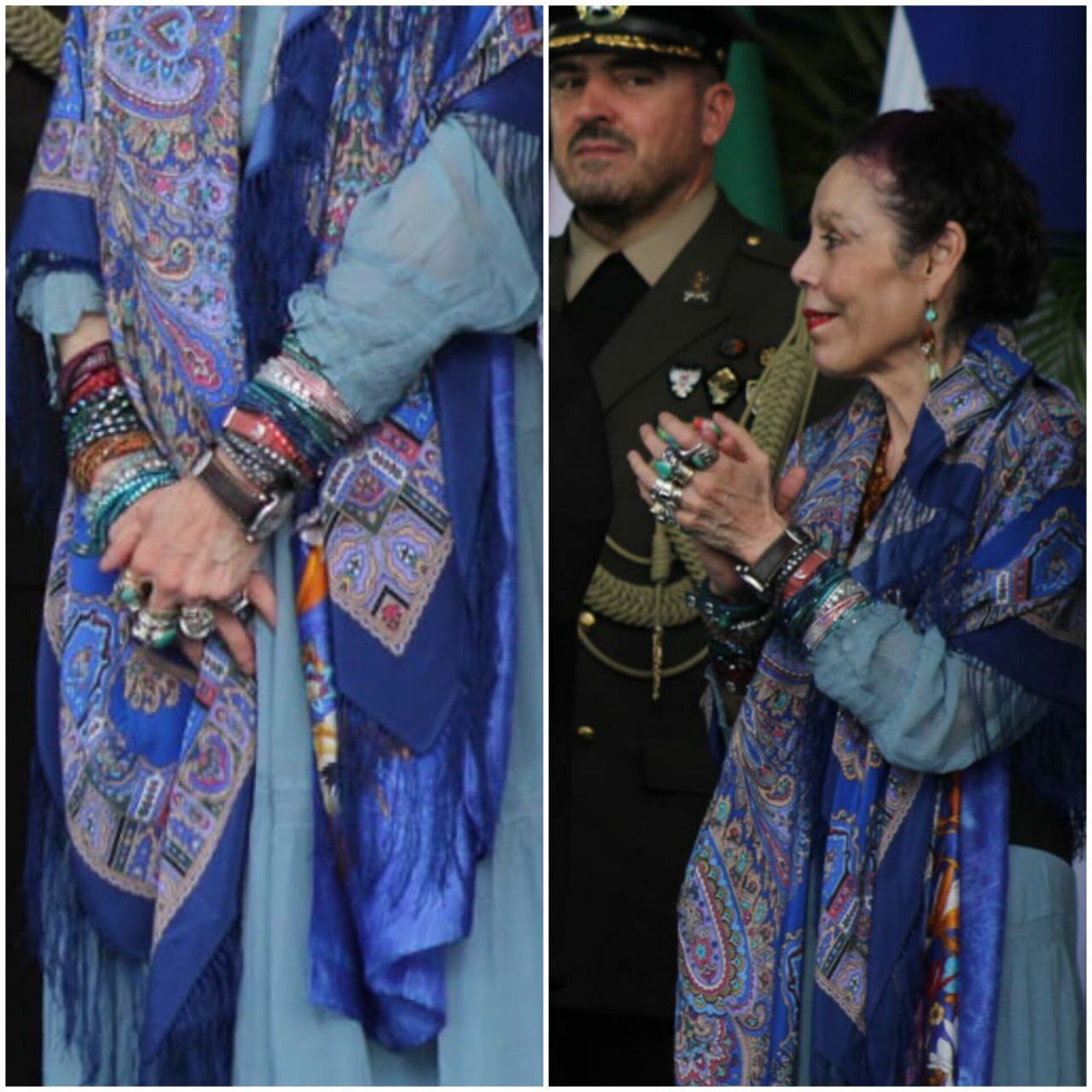 زیورآلات همسر اورتگا در مراسم استقبال از رئیس جمهور+عکس
