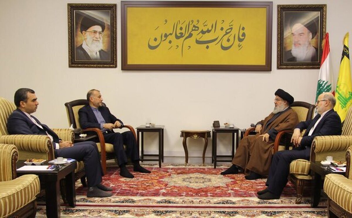 وزیر امور خارجه به دیدار سید حسن نصرالله رفت+عکس