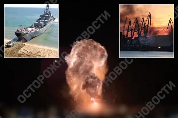 کشتی غول پیکر روسی که با موشک اوکراین به آتش کشیده شد+عکس