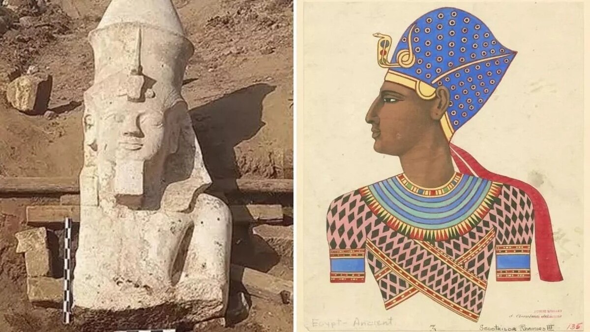 نیمه گمشده مجسمه غول پیکر پادشاه مصری پس از ۱۰۰ سال کشف شد+عکس
