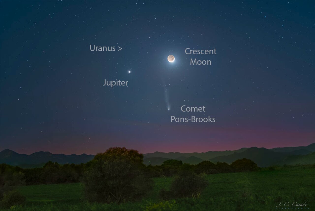 ملاقات ستاره دنباله دار با ماه و مشتری و اورانوس+عکس