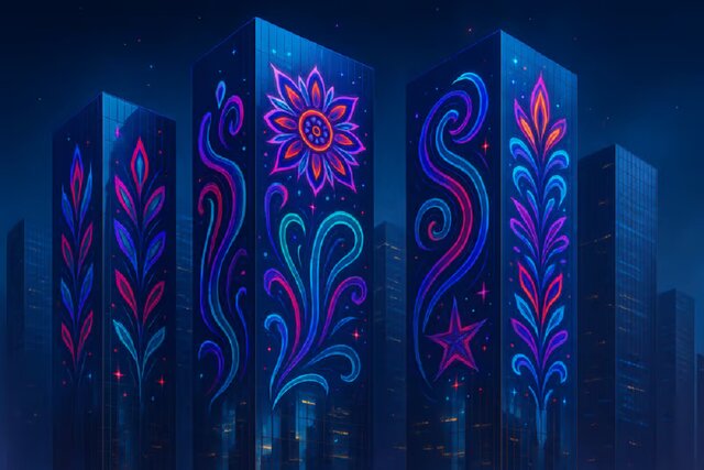 خالکوبی کردن موجودات میکروسکوپی روی نمای ساختمان‌ها