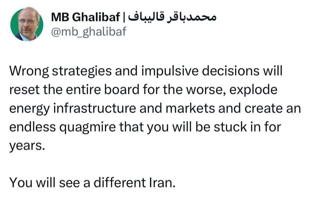 هشدار قالیباف به ترامپ و دیگر رهبران جهان+عکس