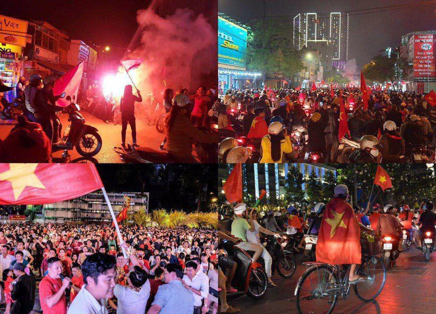 جشن و پایکوبی خیابانی ویتنامی‌ها پس از صعود تیم ملی کشورشان +عکس