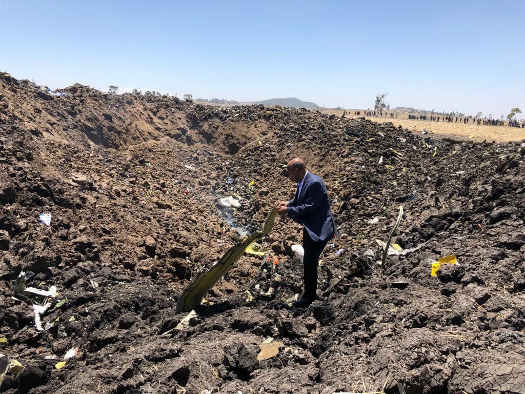 اولین تصویر از محل سقوط هواپیمای بوئینگ ۷۳۷ اتیوپی