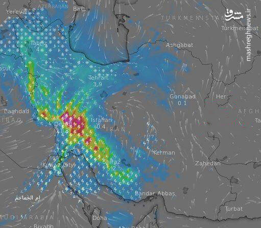 تصویر ماهواره‌ای از وضعیت هوای امروز ایران