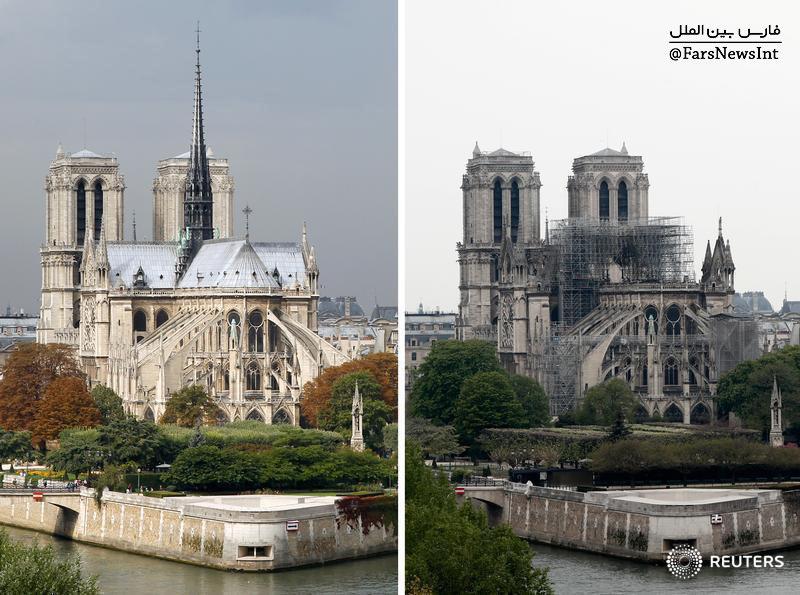 کلیسای نوتردام پاریس قبل و پس از آتش‌سوزی + عکس