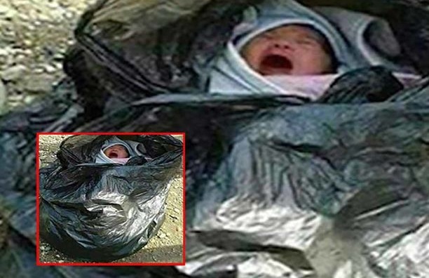 نوزاد رها شده در شهرستان اسکو در کیسه زباله +عکس
