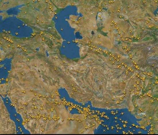 کاهش ترافیک پرواز‌های خارجی بر آسمان ایران +عکس