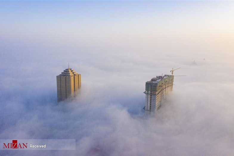 آسمان خراش‌های چین در مه غلیظ+عکس