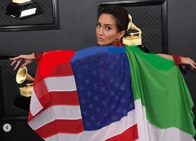 پرچم ایران در لباس هنرمند زن آمریکایی +عکس