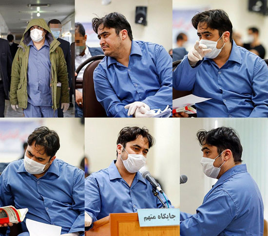 روح‌الله زم با ماسک و دستکش در دادگاه+عکس