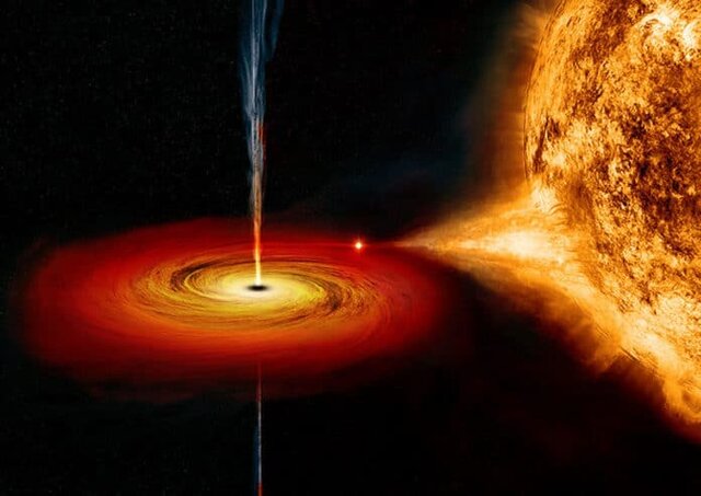  سیاه چاله‌ای که مواد داغ به فضا منتشر می‌کند