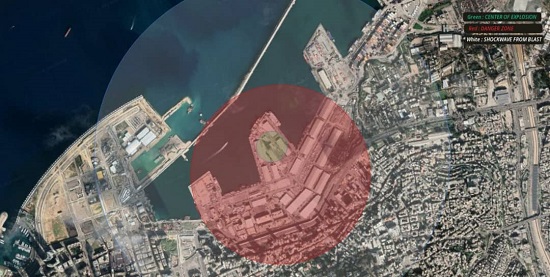 تصویر ماهواره‌ای از موج انفجار بیروت+عکس