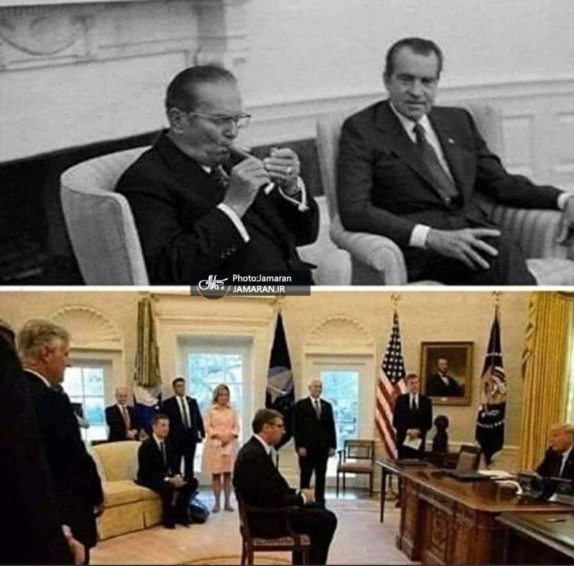 تحقیر رئیس جمهور صربستان توسط ترامپ +عکس