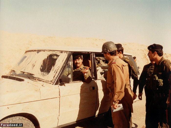 بازدید صدام از جبهه جنگ عراق+عکس
