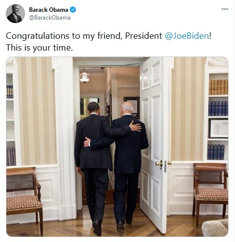 اوباما به بایدن در این لحظه چه گفت؟ +عکس 