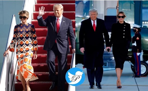 تغییر لباس عجیب همسر ترامپ در هواپیما+عکس