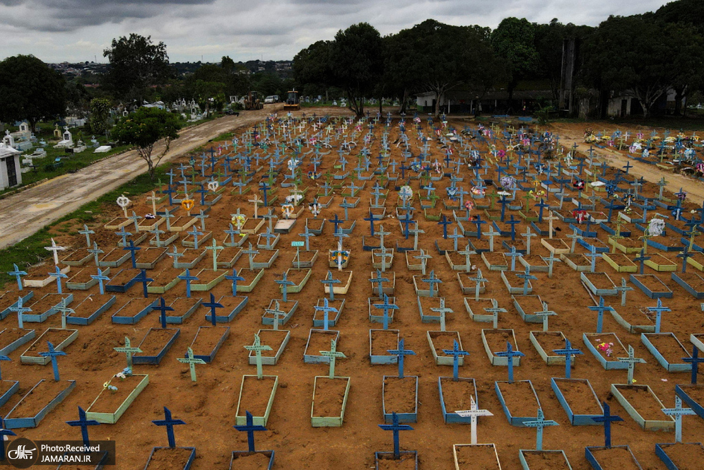نمای هوایی از قبرستان قربانیان کرونا+عکس