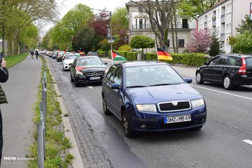 راهپیمایی خودرویی روز قدس در آلمان با ماشین های لاکچری+عکس