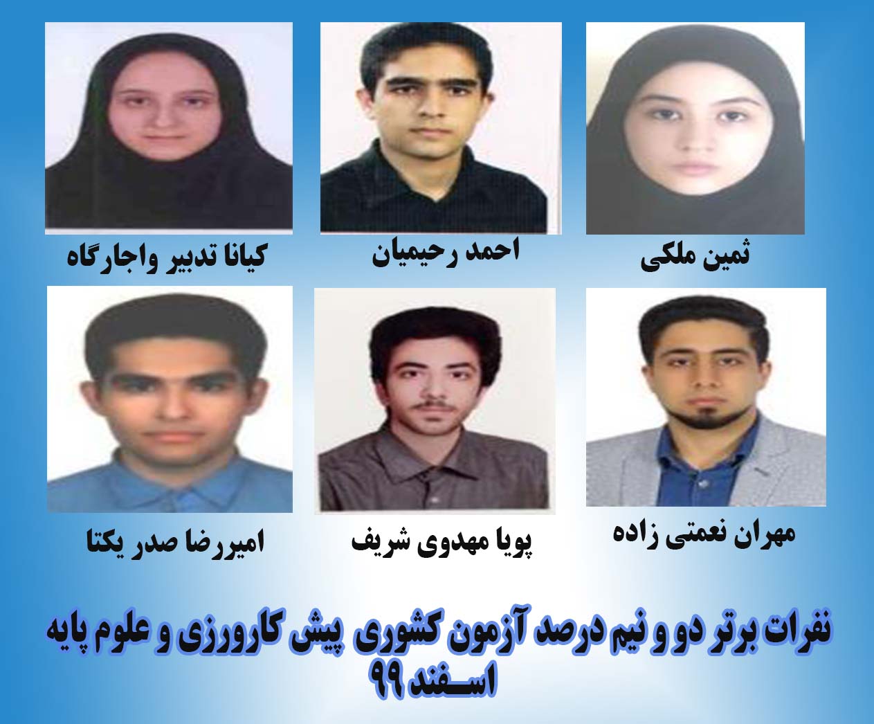 معرفی دانشجویان برتر آزمون‌های پیش کارورزی و علوم پایه پزشکی 