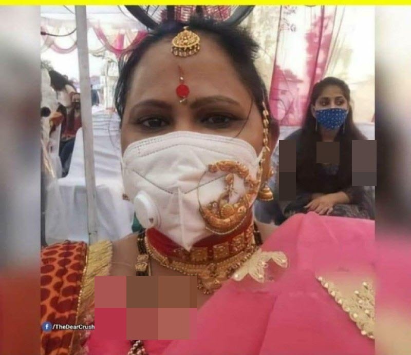 فخرفروشی عجیب عروس هندی وسط بحران کرونا+عکس