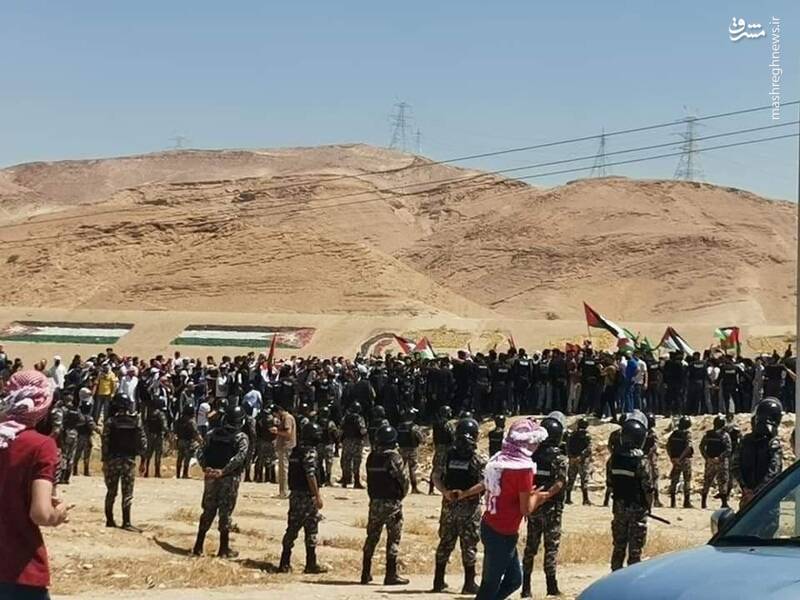 تجمع اردنی ها در مرز فلسطین+عکس